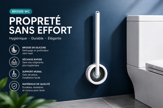 Brosse Toilette En Silicone 360° | Nettoyage Profond Sans Effort & Support Mural Inclus